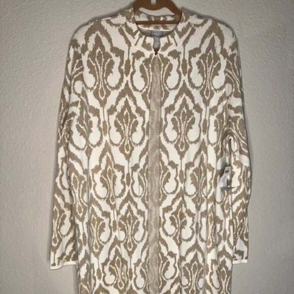 Women's Damask Knit Cardigan, Ecru/Gold, by Chico's - Picture 1 of 8